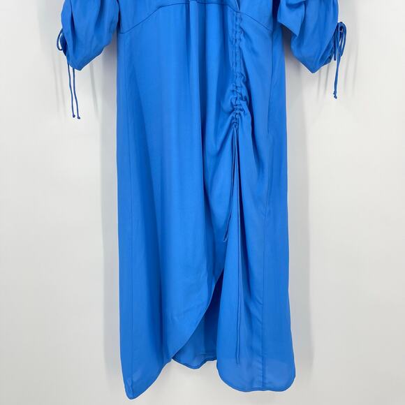 Magali Pascal | NWT Electric Blue Milena Dress Silk Blend Gathered Midi S - Picture 8 of 12
